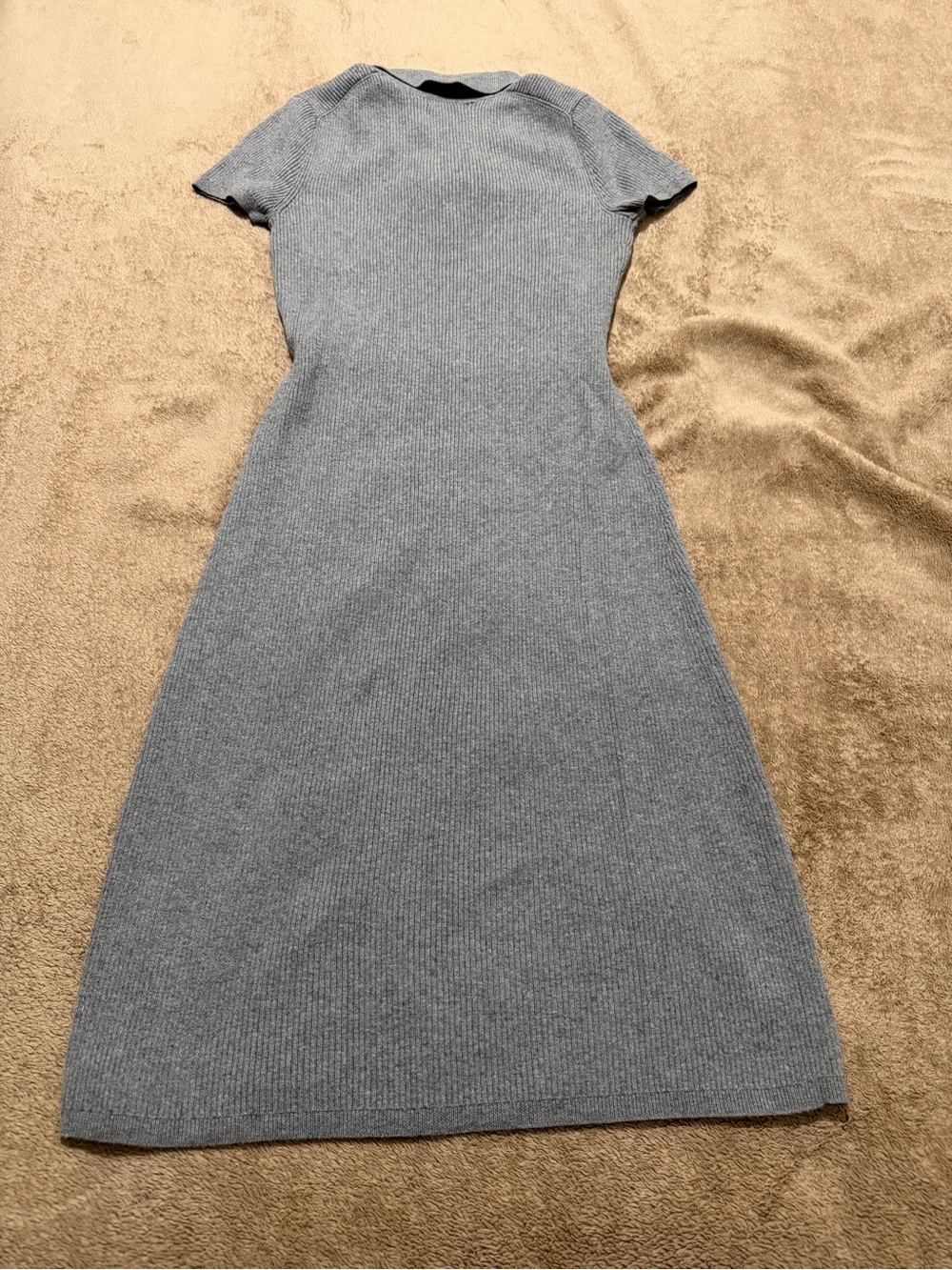 Moda International Grey Ribbed Polo Midi Dress with Belt - Picture 5 of 5